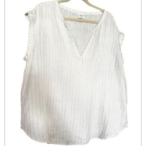 Gap White Sleeveless V-Neck Linen Top NWOT